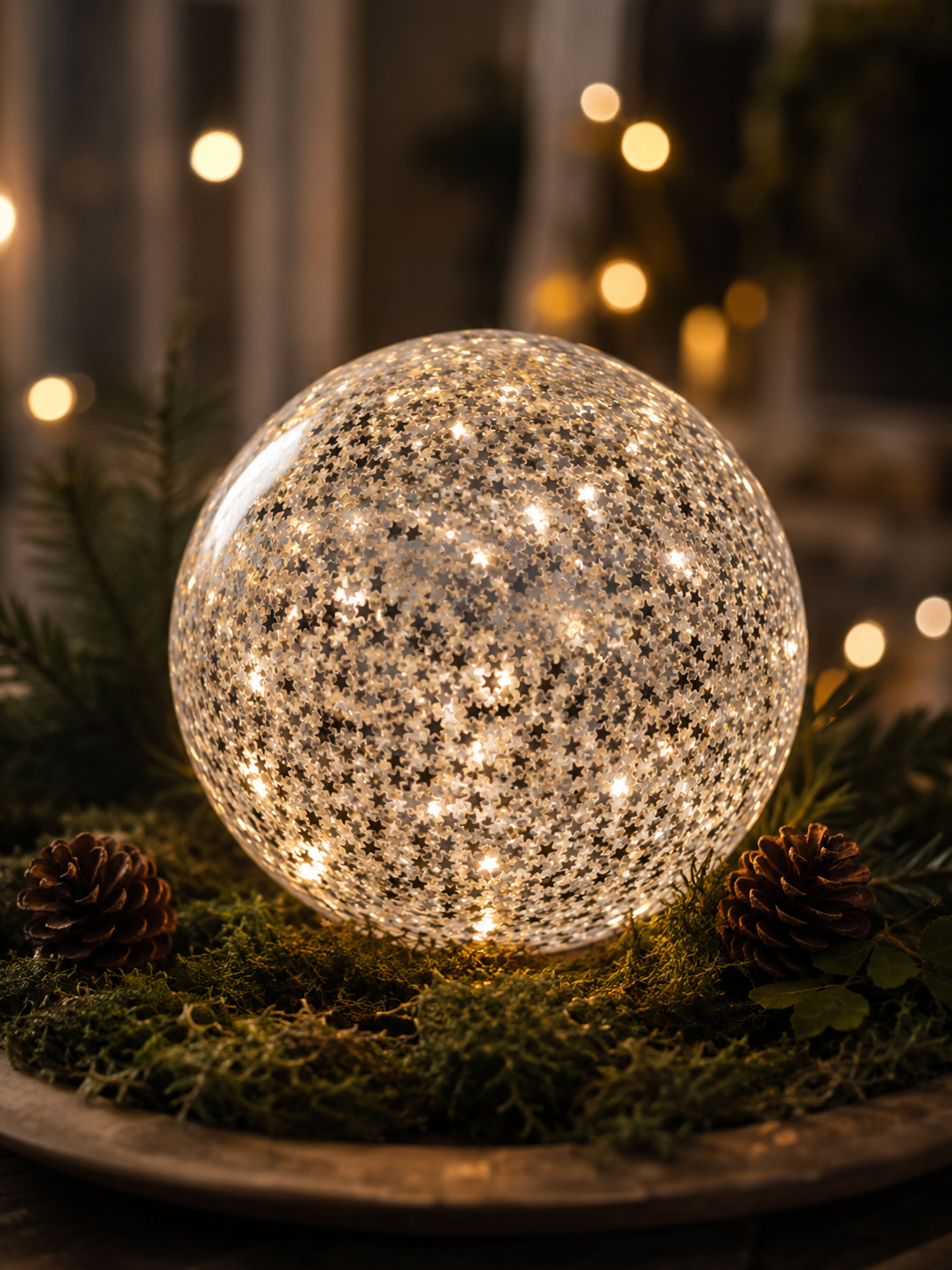 Glass decoration Star Fall - 15x15 cm - Silver