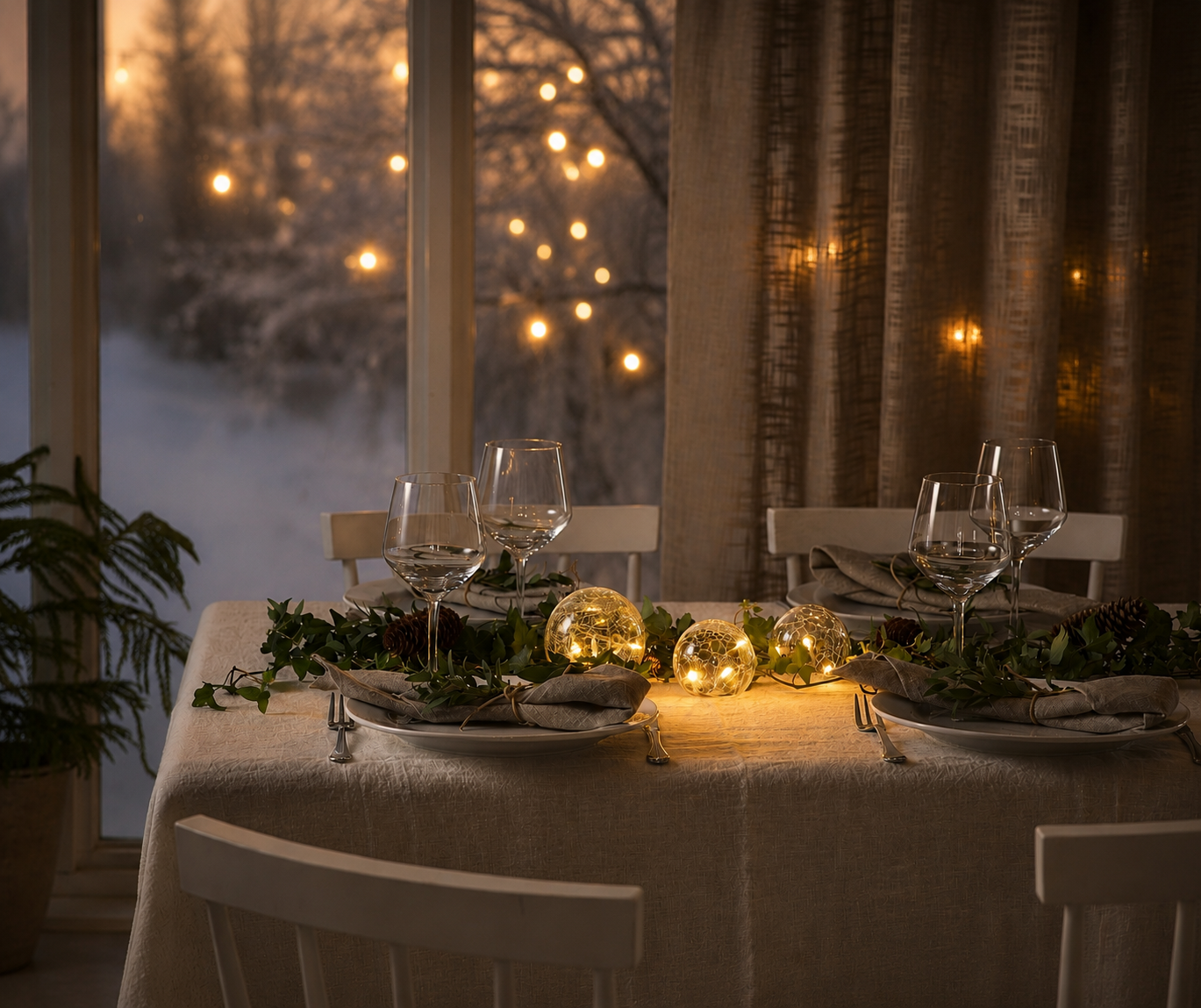 Table decoration - Glass balls with lights - Timer - 3-pack