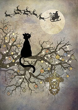 Moon Cat, Greeting Card