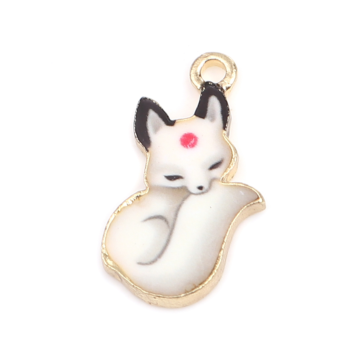 Charm   enameld fox,  White