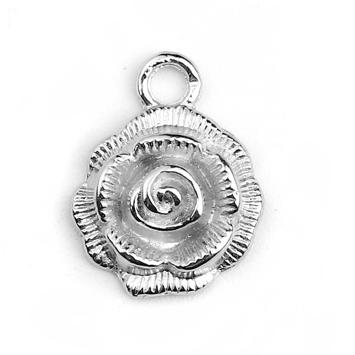 Silver Rose Pendant | Rose Charms | Floral Pendant | Flower Jewellery Supplies | Nature Charms | Wedding Decoration | Favor Charm | Zipper Pull Charm