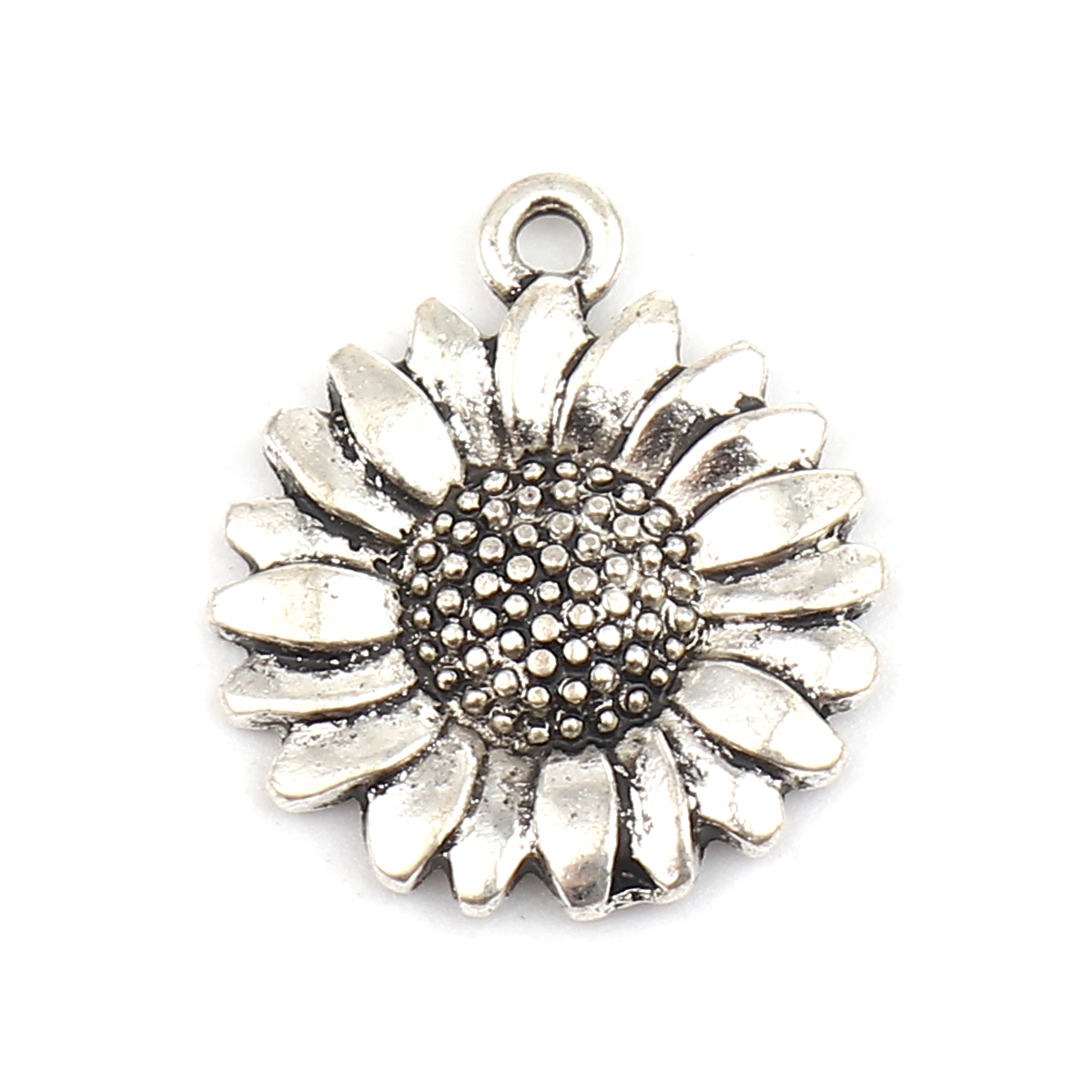 Charm  Silver Sunflower