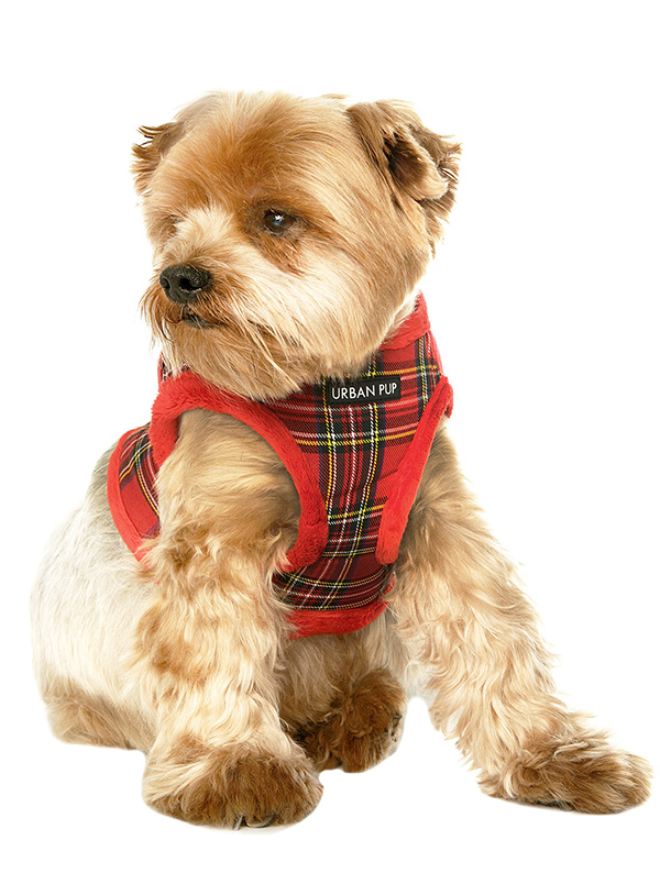 Urban Pup Luxury Fur Lined Red Tartan Sele  - 2