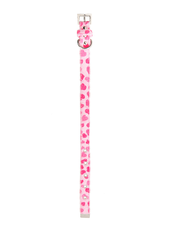 Urban Pup Pink Hearts Fabric Halsband Rosa  Small - 5