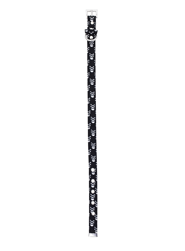 Urban Pup Skulls & Crossbones Fabric Halsband Svart/Vit Small - 5