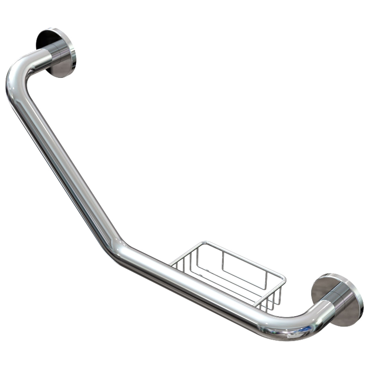 Polished Stainless Steel Grab Rail with Soap Dish 12" / 30cm