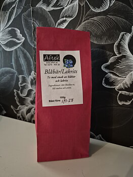 Förpackat  Rött Rooibos-te, Blåbär/lakrits, 100g, Aftek