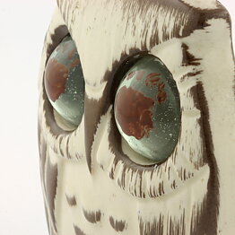 Carsten Ström (1960s) Wide Pottery Owl with Glass Eyes 10 cm
