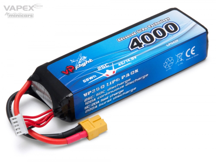 Vapex Li-Po Battery 4S 14,8V 4000mAh 25C XT60-Connector