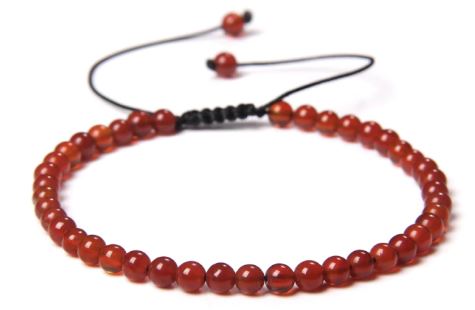 Karneol Armband - 4mm Pärlor - justerbart