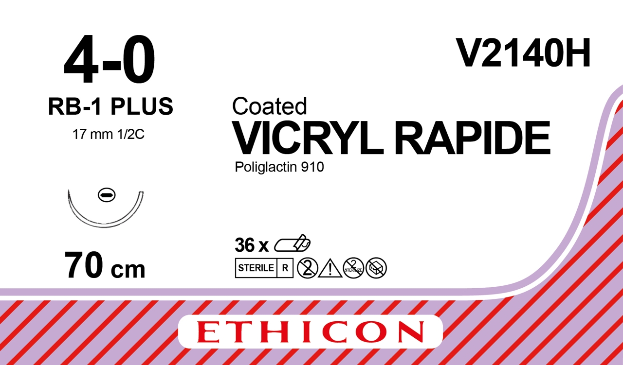 Vicryl suture 4-0, V240H, V-4 needle, 70 cm undyed