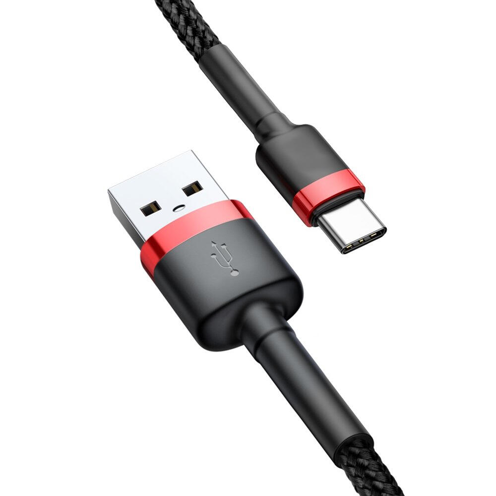 SiGN Cafule USB-C-kabel 2A, 2 m - Röd/Svart - 2