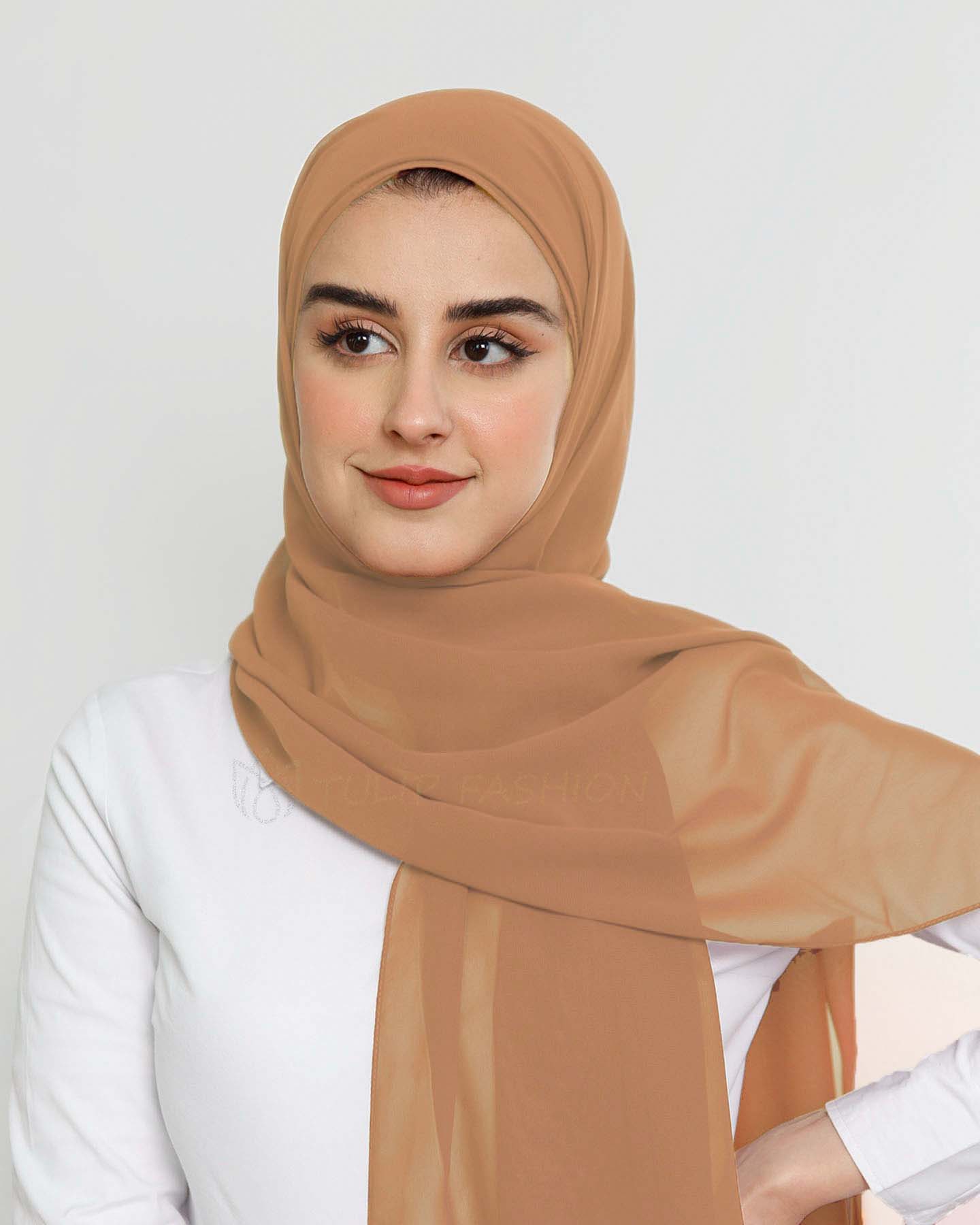Hijab - Instant Chiffon With Cap - Orange