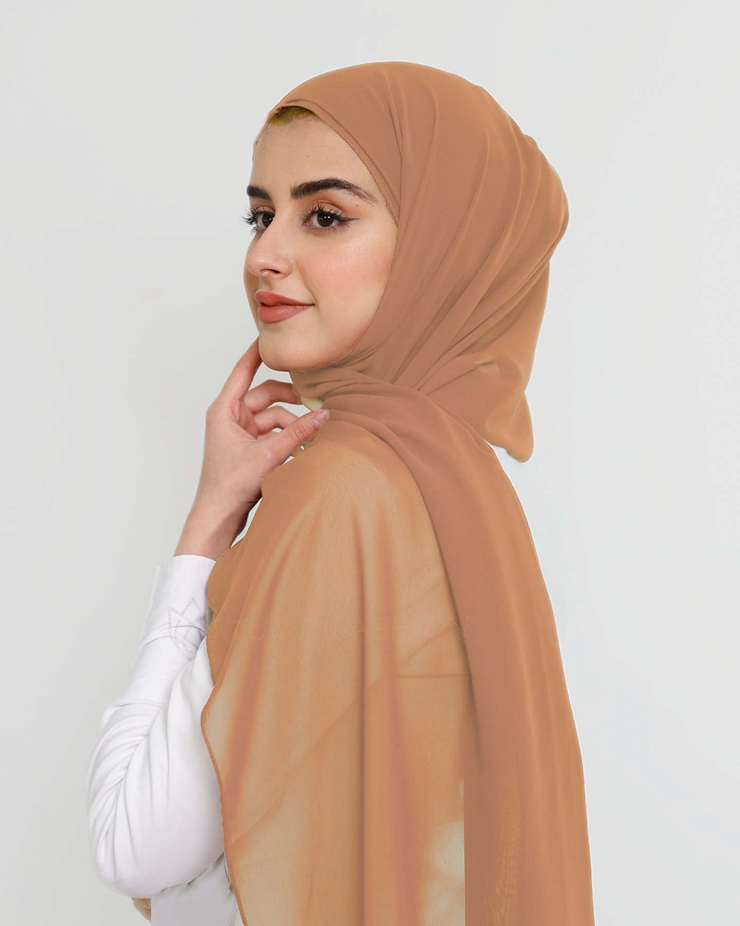 Hijab - Instant Chiffon Med Cap - Orange - 2