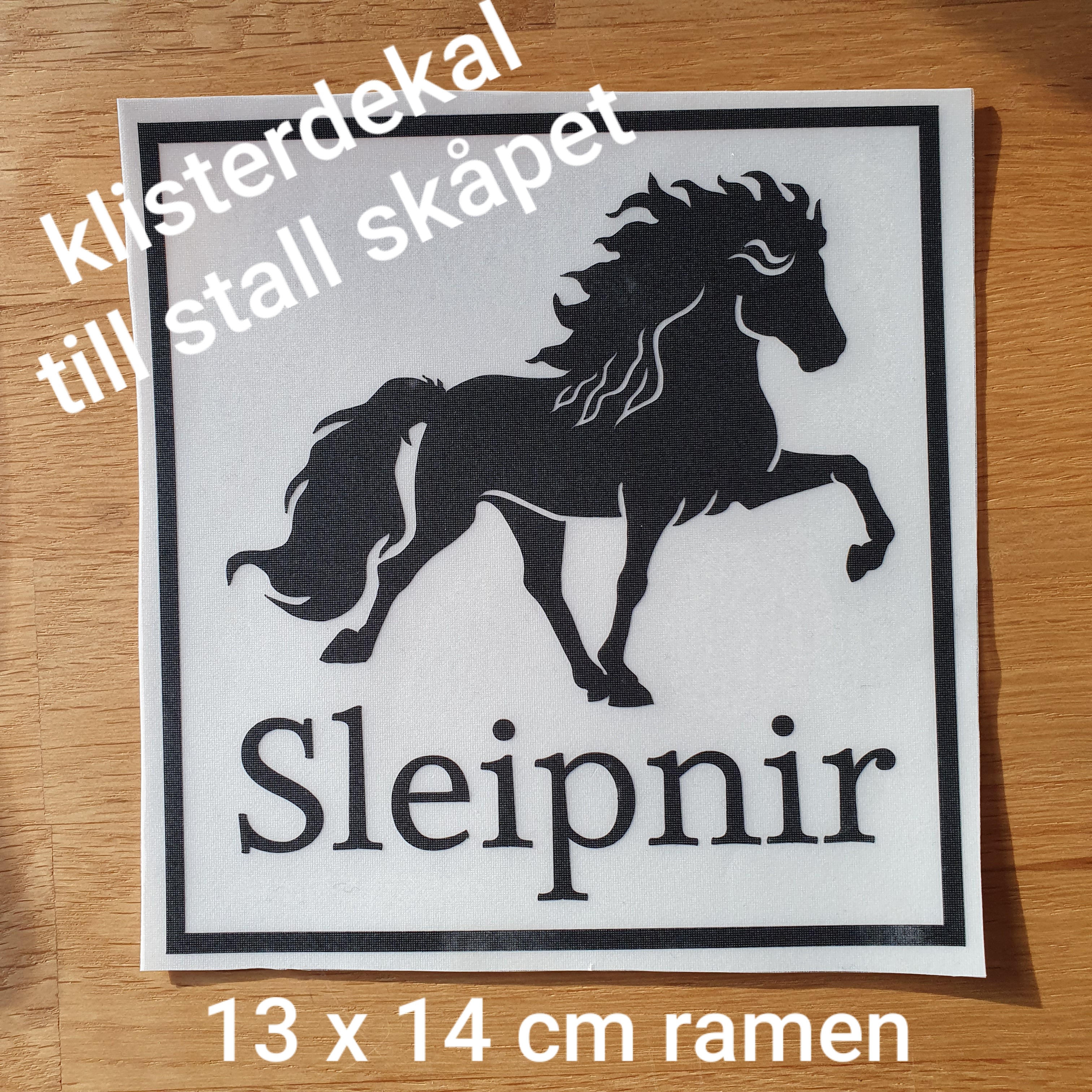 Klisterdekal till stallskåpet fodertunna mm ramen 13 x14 cm flera färger 