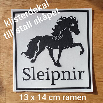 Klisterdekal till stallskåpet fodertunna mm ramen 13 x14 cm flera färger 