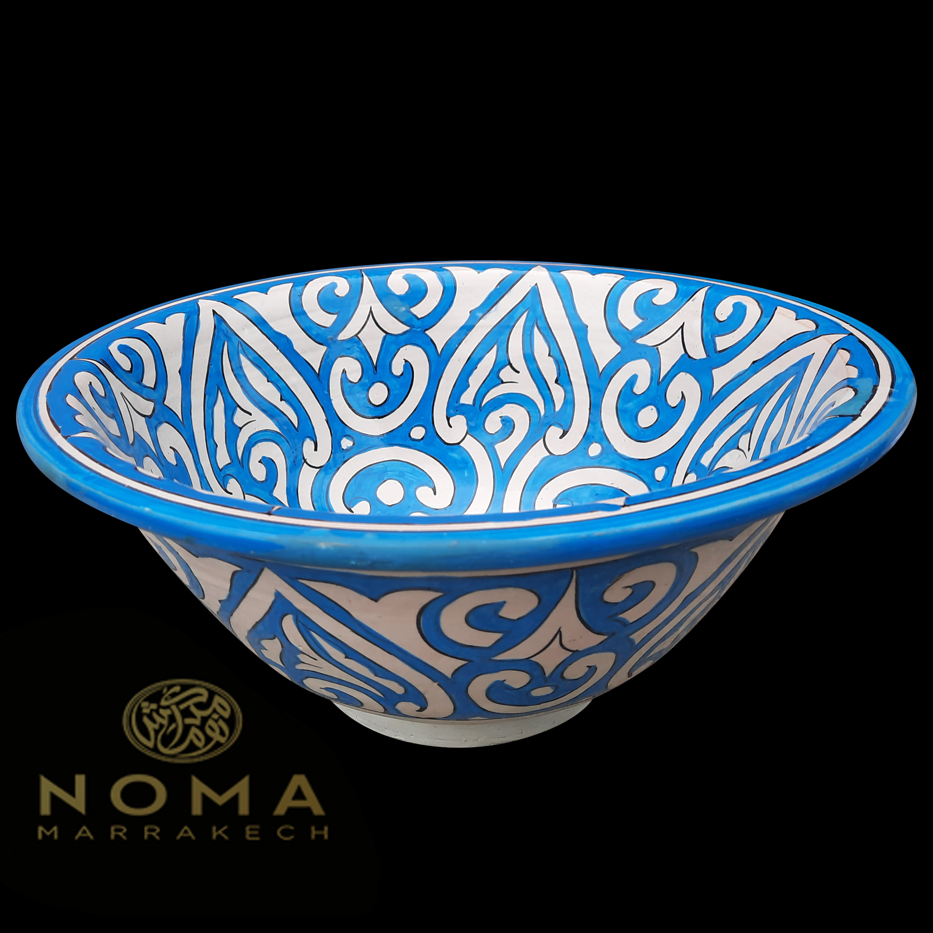 Lavabo de baño de Marruecos en diseño turquesa pintado a mano. - 2