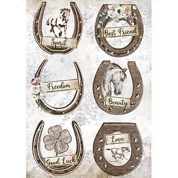 Rispapper A4 Stamperia -Romantic Horses horseshoes