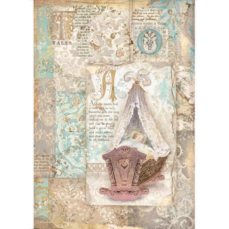Rispapper A4 Stamperia -Sleeping Beauty cradle