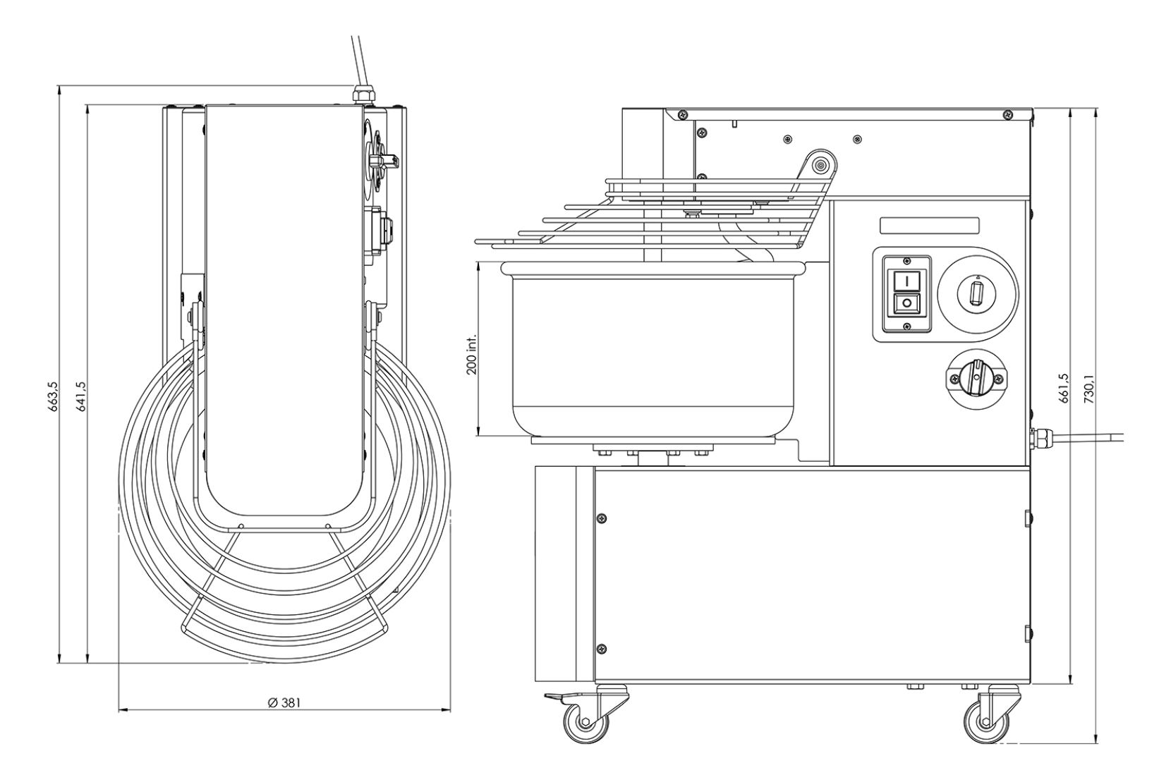 Degblandare 12 kg/16 liter, på hjul - 3