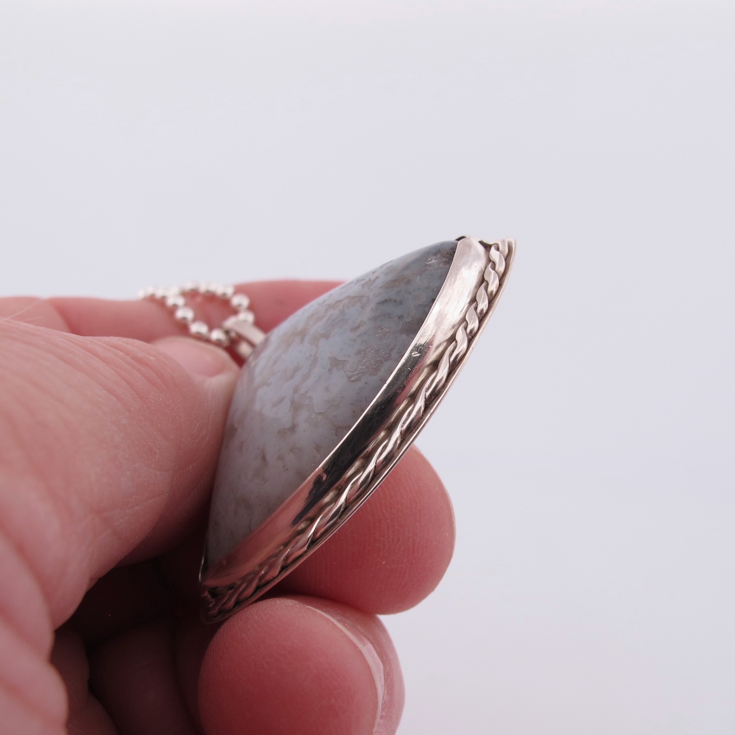Necklace with hand cut stone 45x40mm - 4