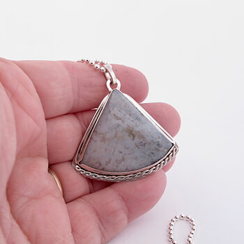 Necklace with hand cut stone 45x40mm