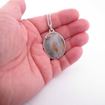 Necklace with hand cut stone  45x30mm