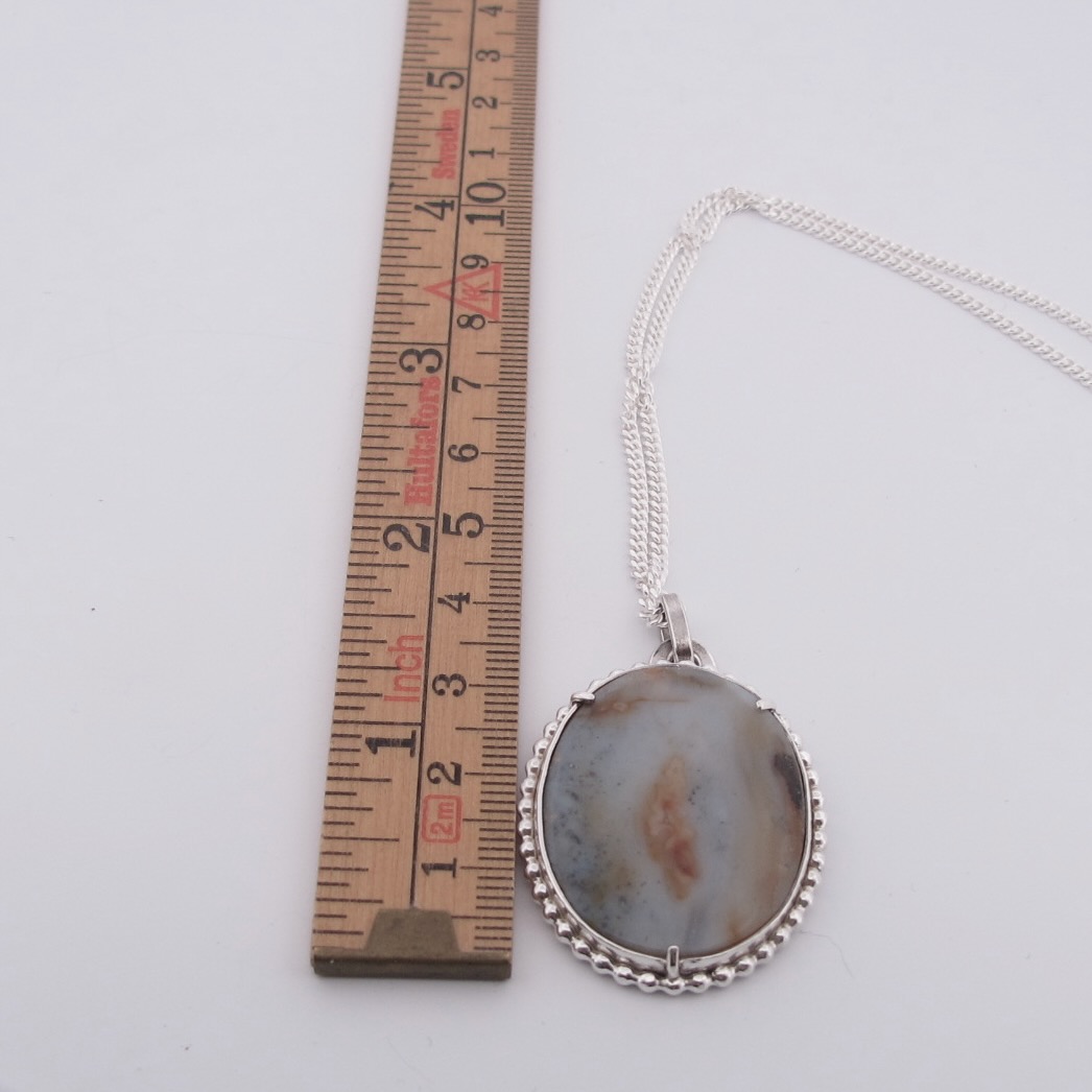 Halsband med handslipad Kalcedon 45x30mm - 5
