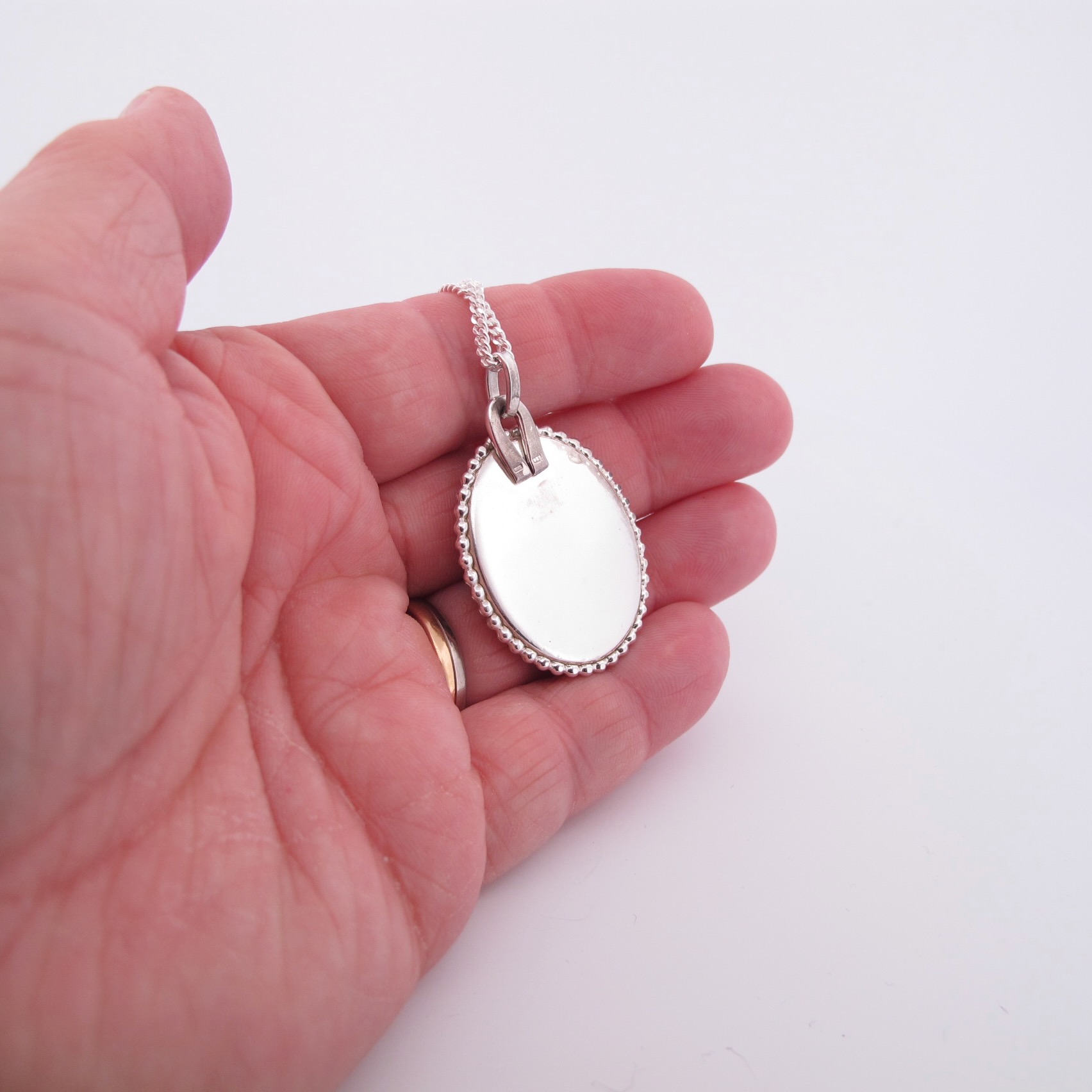 Halsband med handslipad Kalcedon 45x30mm - 3