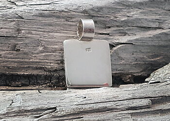 Granite pendant cab square flat 14mm sterling silver