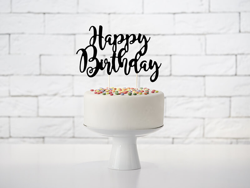 CAKE TOPPER | Happy Birthday | Svart