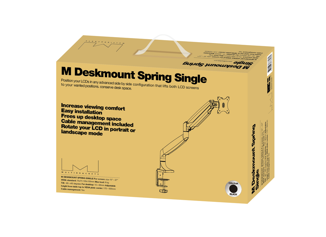 M Deskmount Gas Spring Single Black - 18