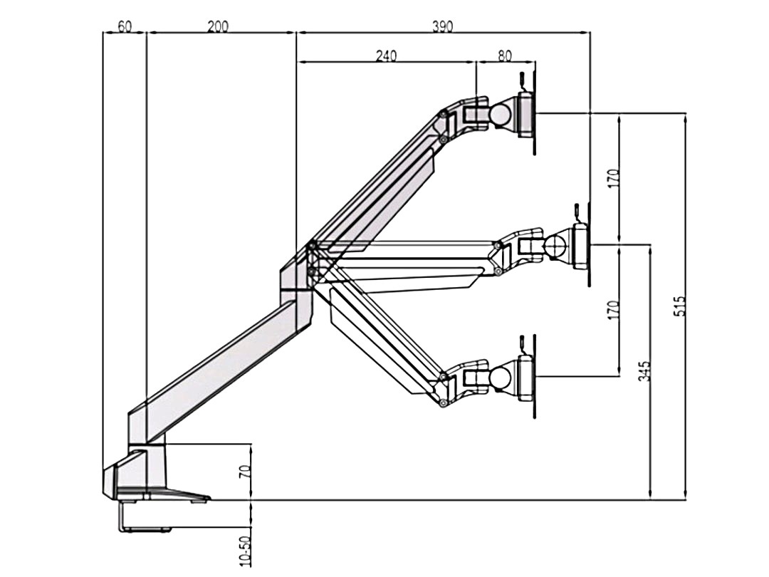 M VESA Gas Lift Arm Single Black - 29