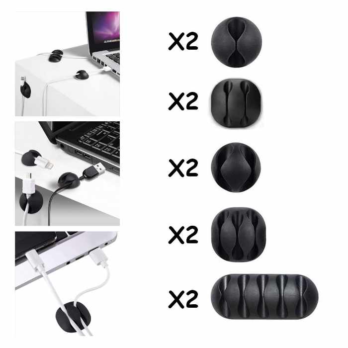 10-pack Kabelhållare Självhäftande i Olika Storlekar! - 8