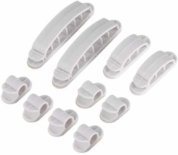 10-Pack - Kabelklämma - Självhäftande Set i Olika Storlekar! - 12