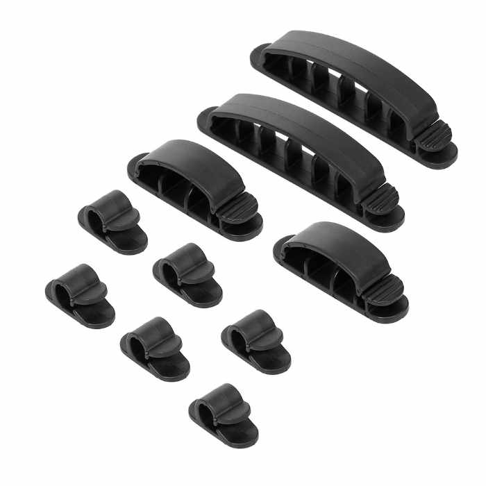 10-Pack - Kabelklämma - Självhäftande Set i Olika Storlekar!