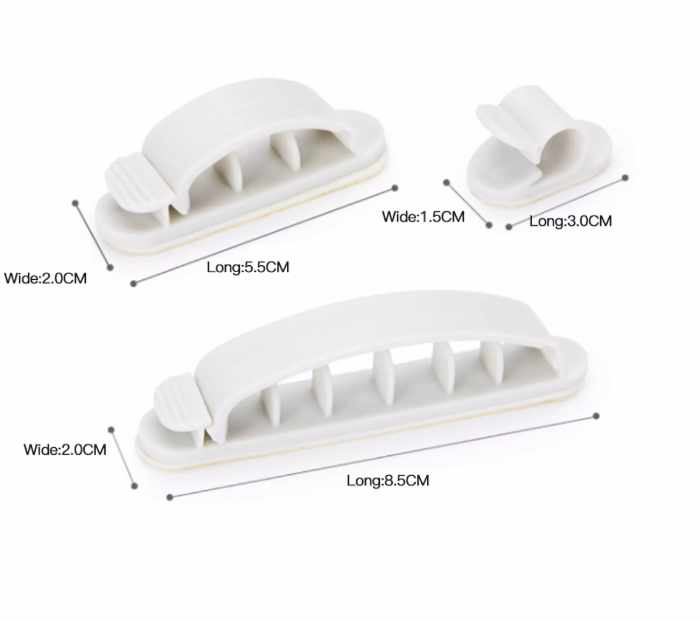 10-Pack - Kabelklämma - Självhäftande Set i Olika Storlekar! - 10