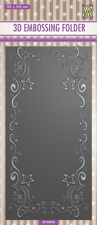 Embossing folder slimline "curls-stars frame"