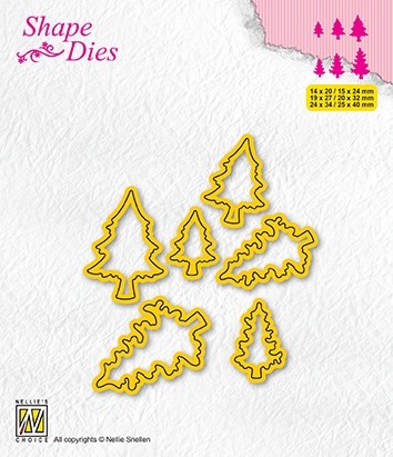 Shape Dies collections of mini dies "pinetrees-2" 6 pcs.