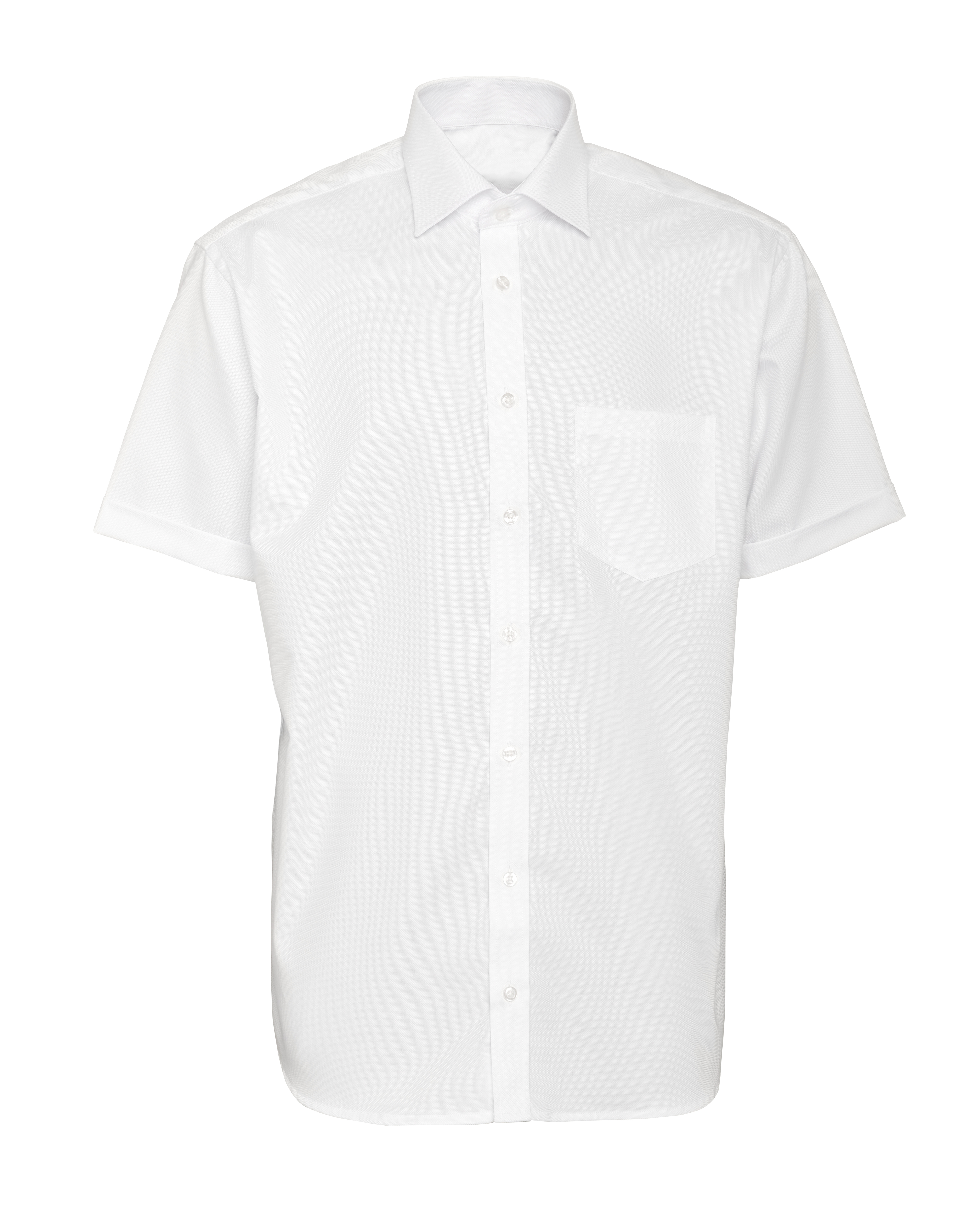 Vit kortärmad skjorta i Structured Cotton, Non Iron och Regular fit (Bosweel)