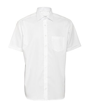 Vit kortärmad skjorta i Structured Cotton, Non Iron och Regular fit (Bosweel)