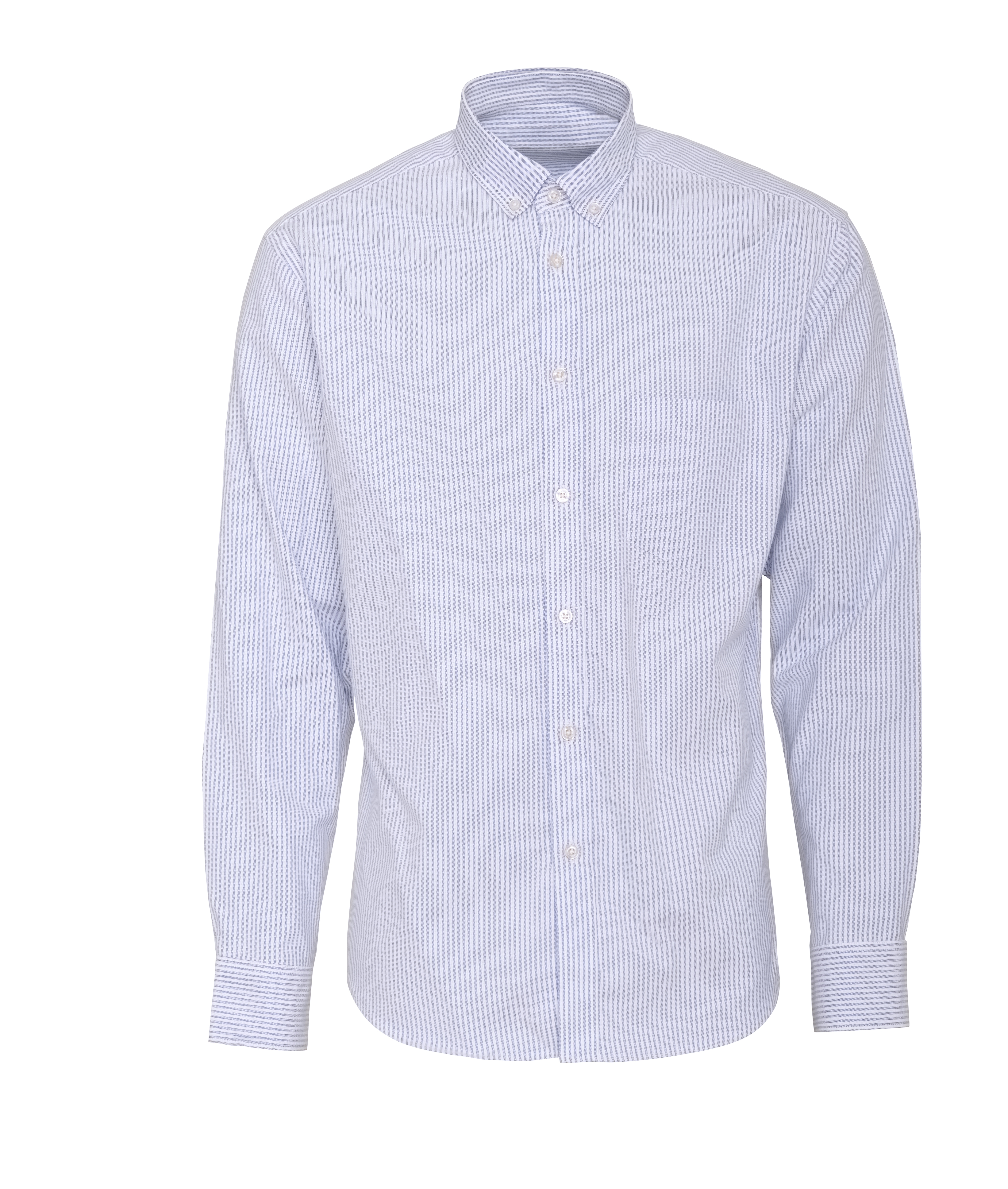 Blå smalrandig skjorta i Oxford, Button Down, Non Iron och Regular fit (Bosweel)