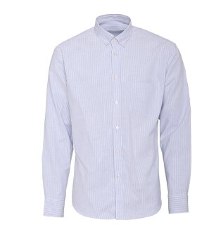 Blå smalrandig skjorta i Oxford, Button Down, Non Iron och Regular fit (Bosweel)