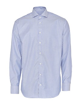 Blå smalrandig skjorta i Twill, Non Iron och Regular fit (Bosweel)