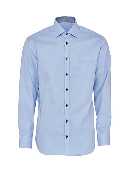 Blå smårutig skjorta med kontraster, i Non Iron och Regular fit (Bosweel)
