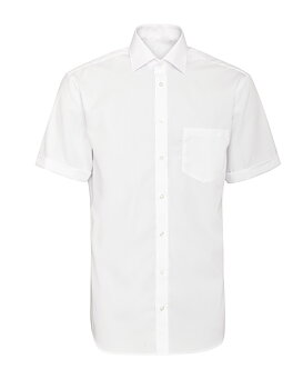 Vit kortärmad skjorta i Poplin, Non Iron och Regular fit (Bosweel)