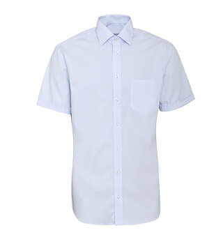 Ljusblå kortärmad skjorta i Poplin, Non Iron och Regular fit (Bosweel)