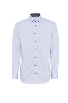 Ljusblå skjorta i Twill med kontraster, Non Iron och Regular fit (Bosweel)
