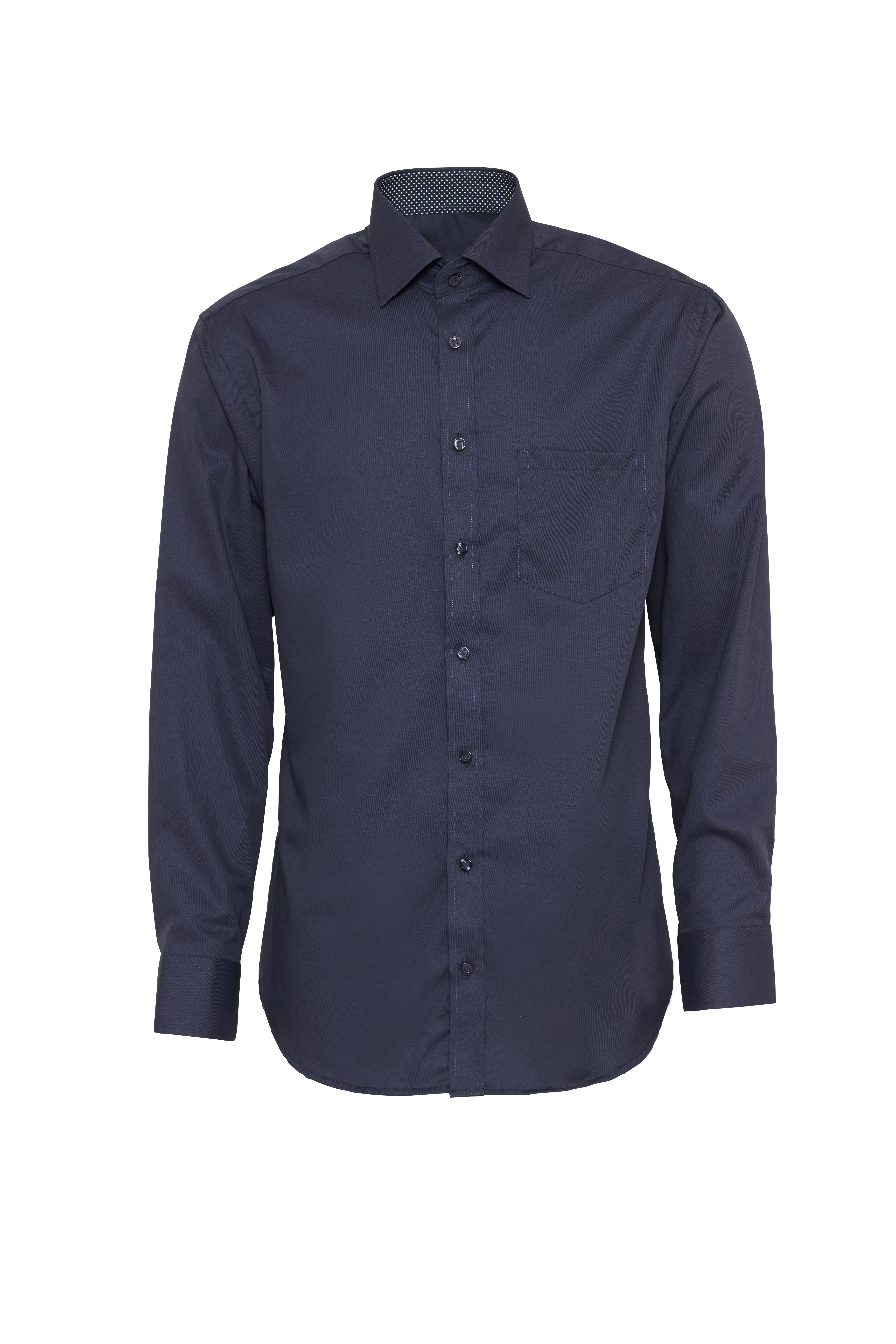 Marinblå skjorta i Twill med kontraster, Non Iron och Regular fit (Bosweel)
