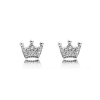 Örhängen "Crown" med vita Austrian Crystals och i 925 Sterling silverplätering